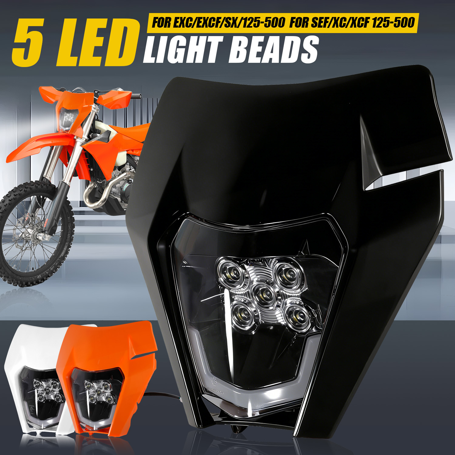 Universal Motorcycle Led Headlight Projector - Phare avant à 5 LED universel