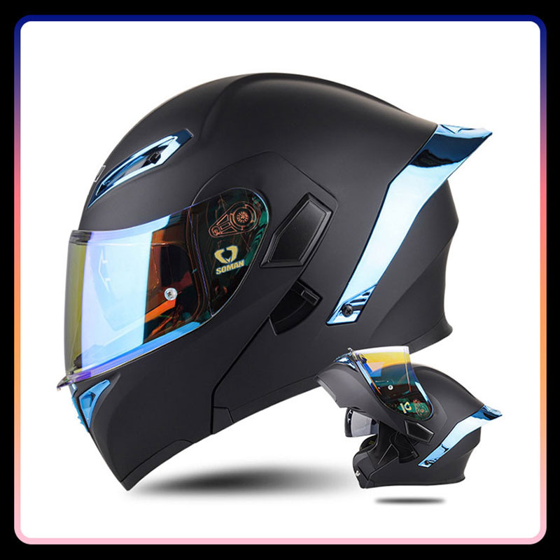Dual Visor Motorcycle Racing Helmet - Casques de moto rabattables universels quatre