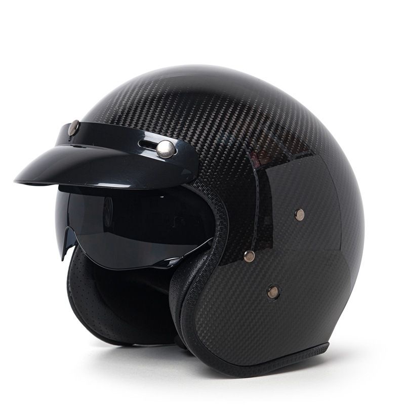 Carbon Fiber Lightweight Motorcycle Helmet - Demi-casque Jet Premium en Fiber de