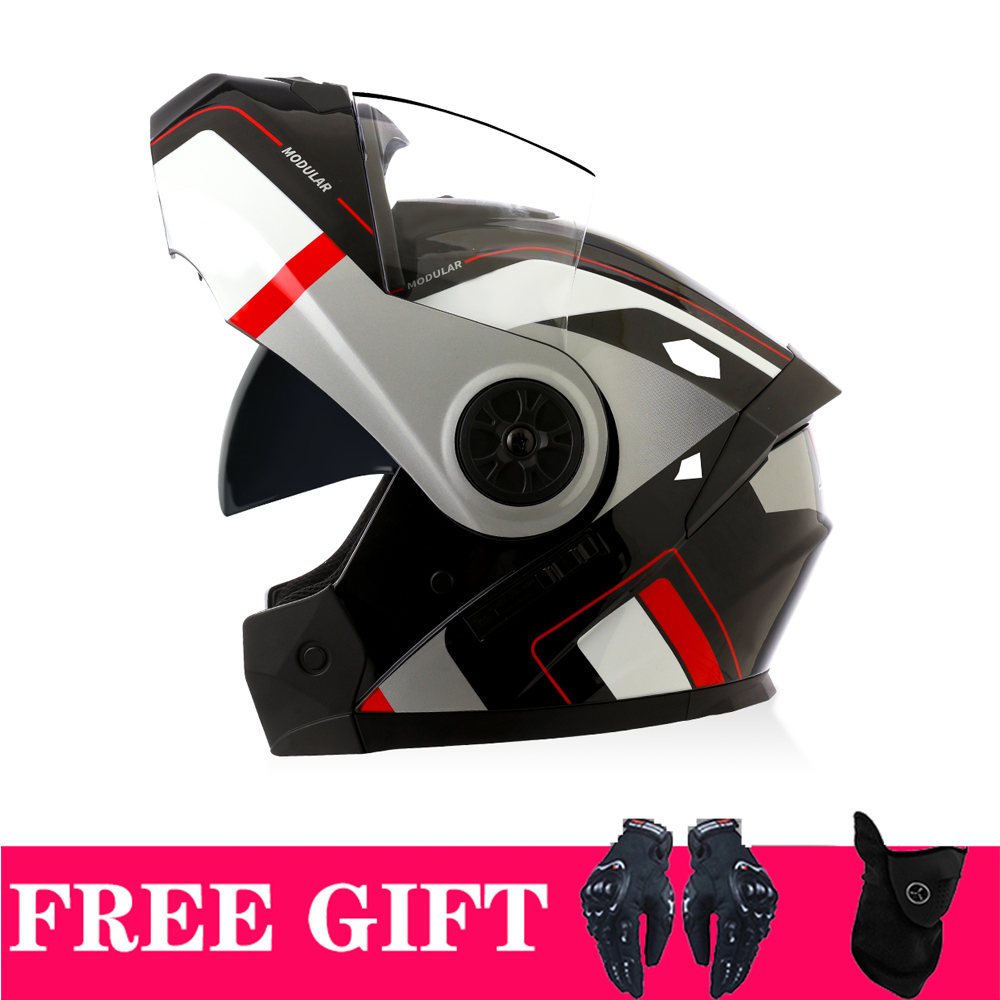 Full Face Motorcycle Helmet With Bluetooth - Double visières casque Bluetooth modulaire intégral