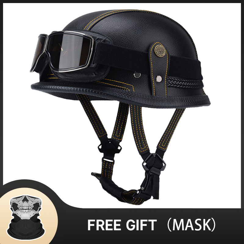Vintage Open Face Retro Helmet - Casque de moto demi-casque allemand classique