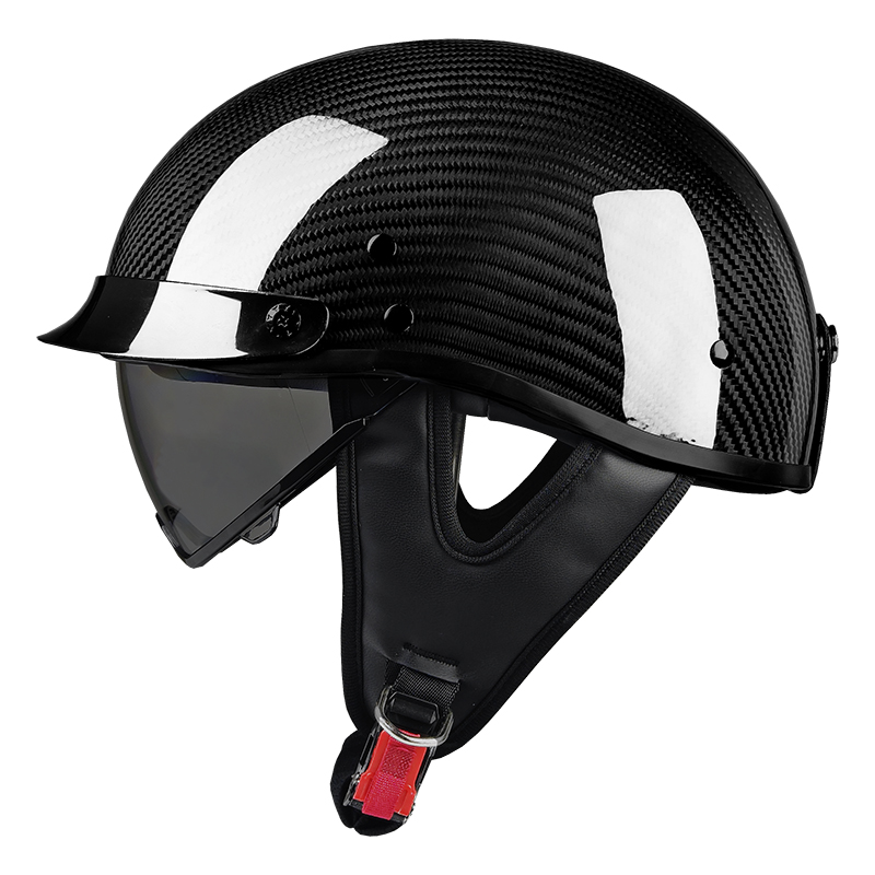 Carbon Fiber Lightweight Motorcycle Helmet - Demi-casque de moto rétro en fibre