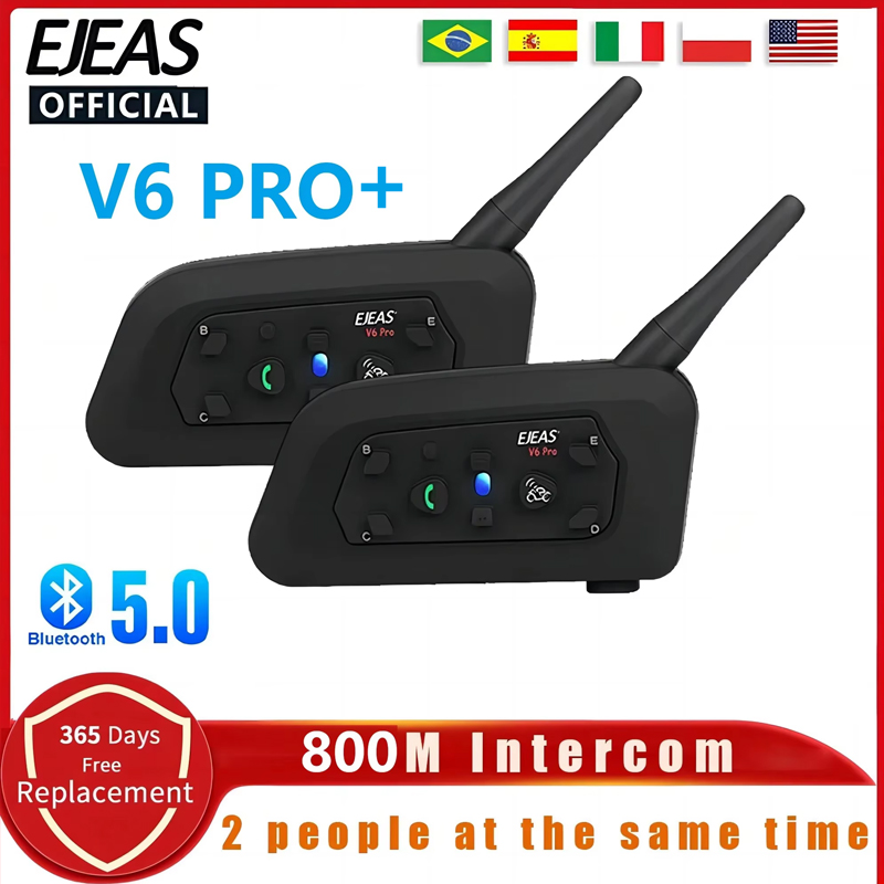 Full Face Motorcycle Helmet With Bluetooth - EJEAS V6 PRO Moto Casque Casque