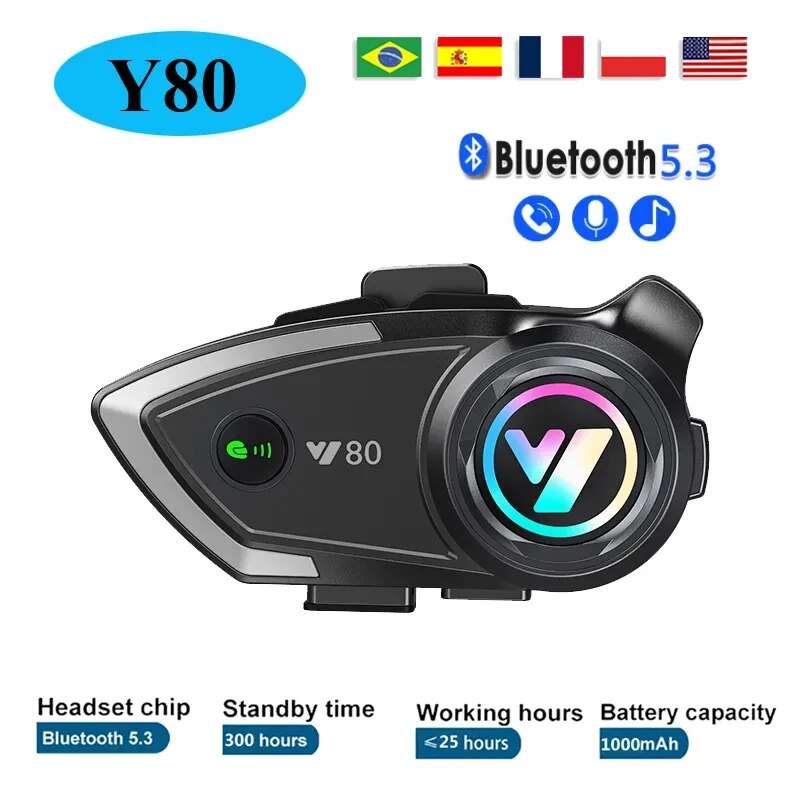 Full Face Motorcycle Helmet With Bluetooth - Y80 Moto Casque Bluetooth Casque Sans
