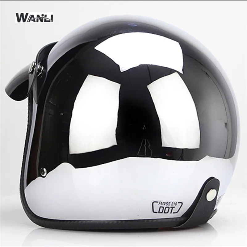 Miroir argent Chrome Moto visa - Vintage Open Face Retro Helmet avis et prix