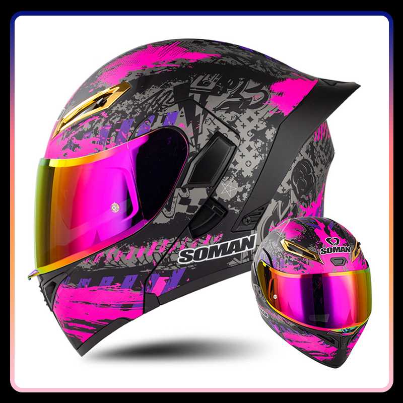 Casques de moto rabattables un - Dual Visor Motorcycle Racing Helmet avis et prix