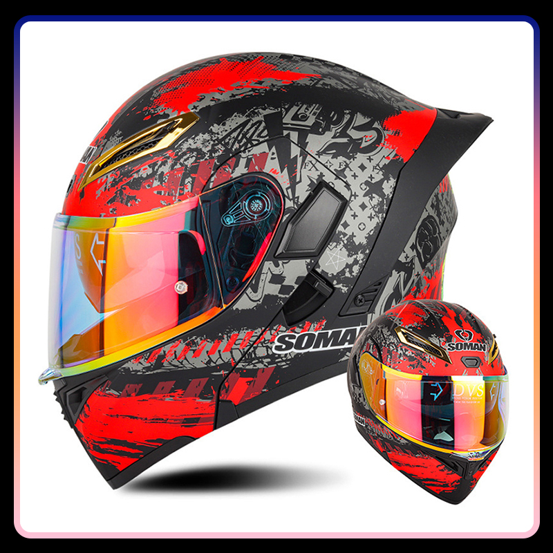 Casques de moto rabattables un - Dual Visor Motorcycle Racing Helmet avis et prix