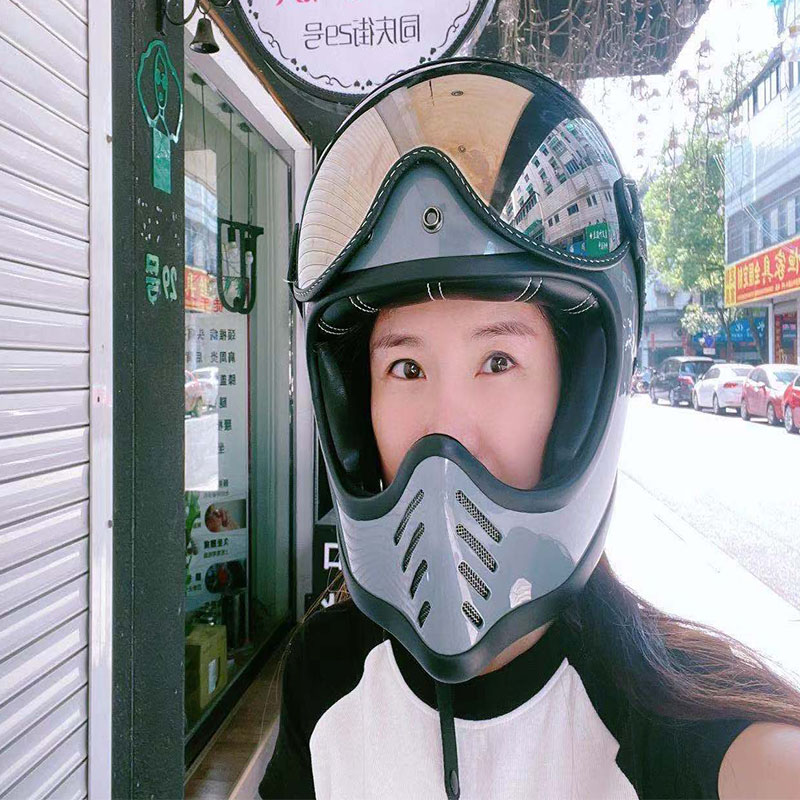 Casque de moto en fibre de ver - Vintage Open Face Retro Helmet avis et prix