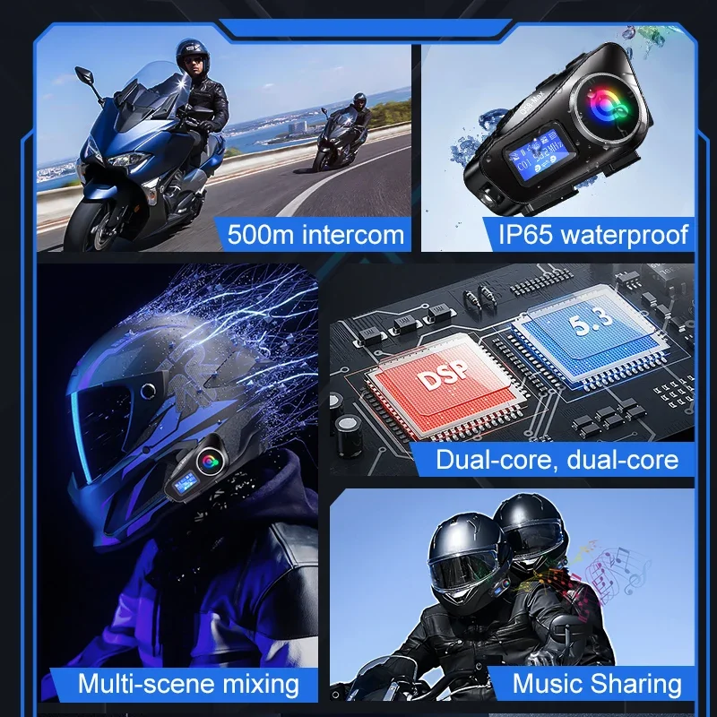 Oreillette Bluetooth BT5.3 Q58 - Universal Motorcycle Helmet Intercom Headset avis et prix