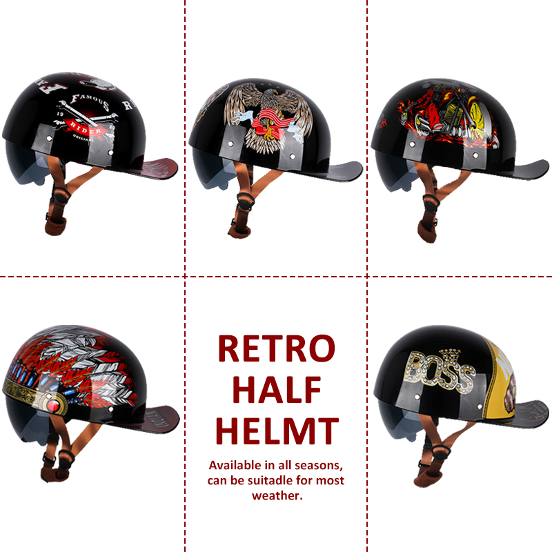 Uchoose été moto Casque DS cas - Vintage Open Face Retro Helmet avis et prix