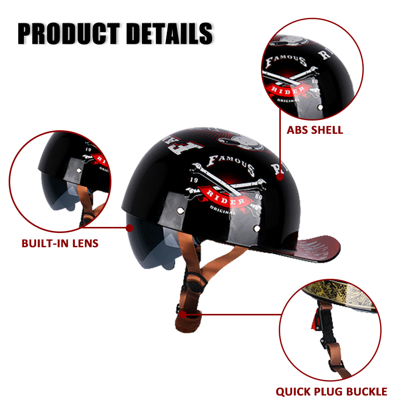 Uchoose été moto Casque DS cas - Vintage Open Face Retro Helmet avis et prix