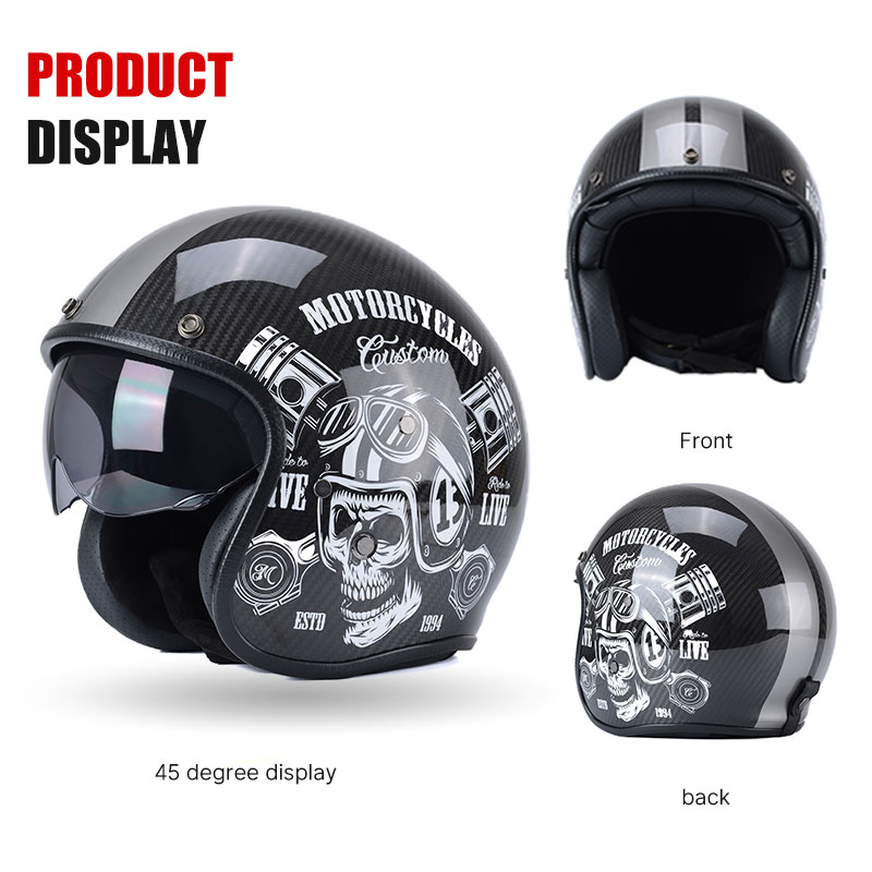 Demi-casque Jet Premium en Fib - Carbon Fiber Lightweight Motorcycle Helmet avis et prix