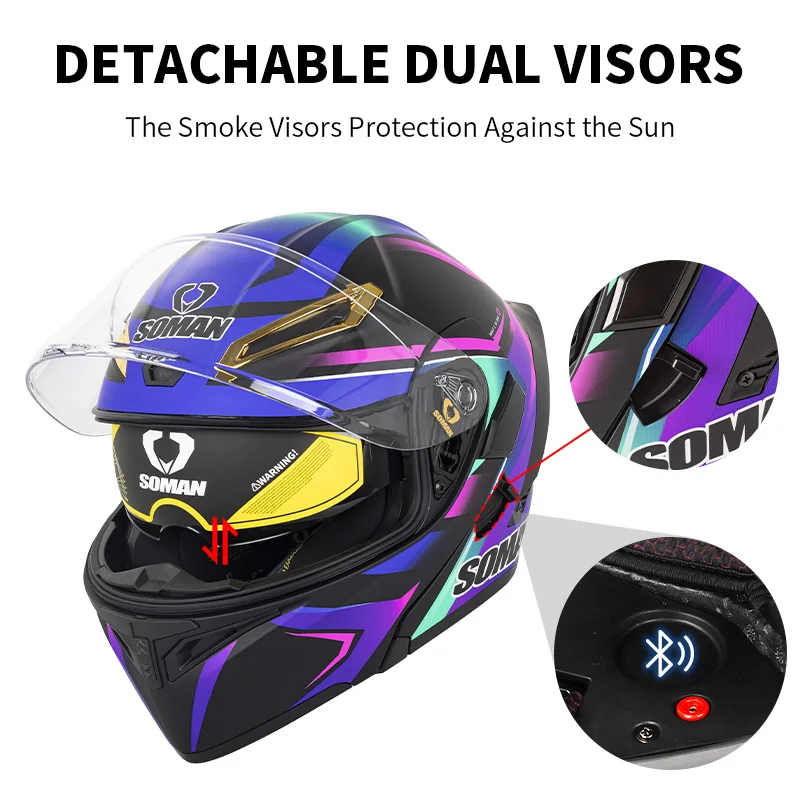 SOMAN Casque intégral double l - Dual Visor Motorcycle Racing Helmet avis et prix