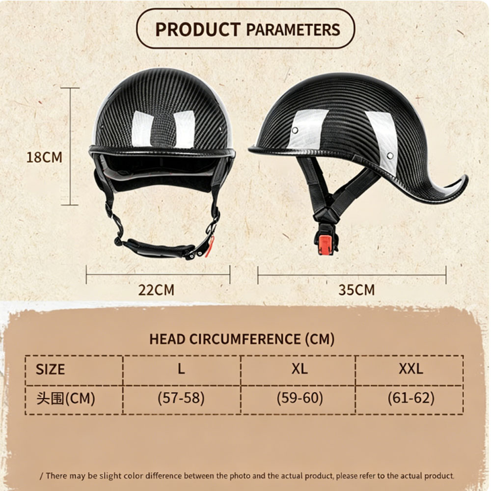 Casque rétro en fibre de carbo - Carbon Fiber Lightweight Motorcycle Helmet avis et prix