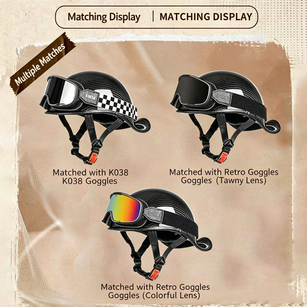 Casque rétro en fibre de carbo - Carbon Fiber Lightweight Motorcycle Helmet avis et prix