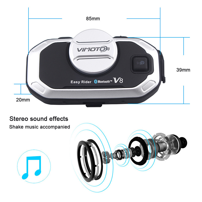 Vimoto V8 casque de moto casqu - Universal Motorcycle Helmet Intercom Headset avis et prix