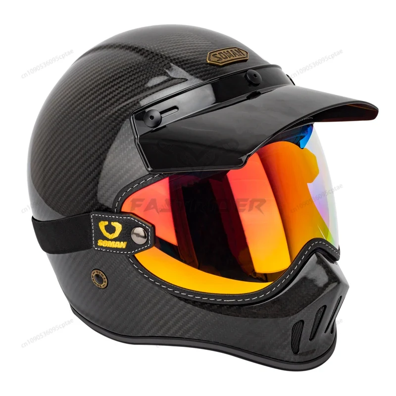 Lunettes de moto vintage SOMAN - Vintage Open Face Retro Helmet avis et prix